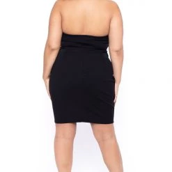 Curvy Sense Dresses Plus Size Tube Lace-Up Dress - Black