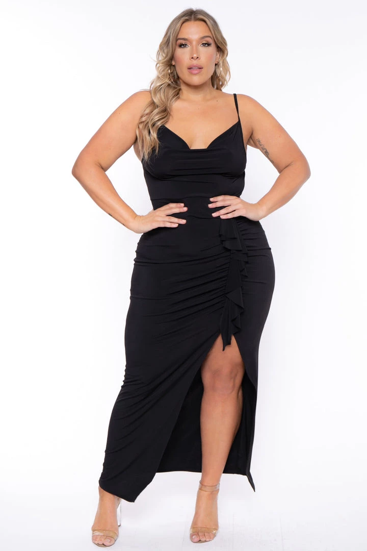 Curvy Sense New Arrivals Plus Size Vanisa Ruched Maxi Dress - Black 3 Curvy Sense New Arrivals Plus Size Vanisa Ruched Maxi Dress - Black