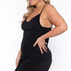 Curvy Sense New Arrivals Plus Size Vanisa Ruched Maxi Dress - Black 9 Curvy Sense New Arrivals Plus Size Vanisa Ruched Maxi Dress - Black