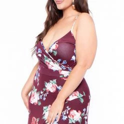 Curvy Sense Dresses Plus Size Vanisha Cami Dress - Burgundy