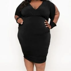 Curvy Sense Back In Stock Plus Size Victoria Dress - Black