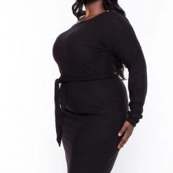 Curvy Sense Dresses Plus Size Vivien Asymmetric Off The Shoulder Dress - Black