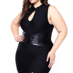 Curvy Sense Plus Size Waist Snatcher Bodycon Dress - Black Back In Stock