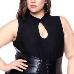 Curvy Sense Plus Size Waist Snatcher Bodycon Dress - Black Back In Stock