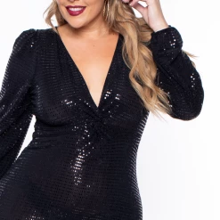 Curvy Sense Plus Size Ximena Sequins Dress - Black 9 Curvy Sense Plus Size Ximena Sequins Dress - Black