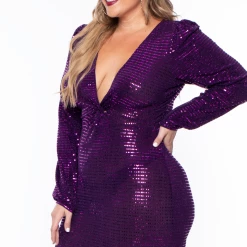 Curvy Sense Plus Size Ximena Sequins Dress - Violet 9 Curvy Sense Plus Size Ximena Sequins Dress - Violet