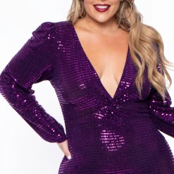 Curvy Sense Plus Size Ximena Sequins Dress - Violet