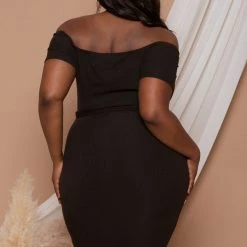 Curvy Sense Plus Size Yara Bodycon Dress- Black