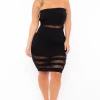 Curvy Sense Plus Size Zeze Netted Tube Dress - Black Little Black Styles