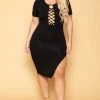 Curvy Sense Plus Size Zia Bodycon Dress- Black