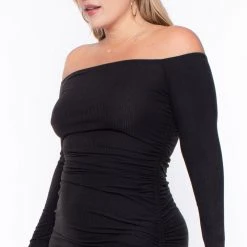 Curvy Sense Little Black Styles Plus Size Zita Bodycon Dress- Black