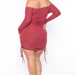 Curvy Sense Dresses Plus Size Zita Bodycon Dress- Rust
