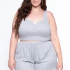 Curvy Sense Intimates Plus Size Thermal Tank & Shorts Set - Heather Grey