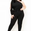 Curvy Sense Plus Size Belladonna Belted Jumpsuit - Black Back In Stock