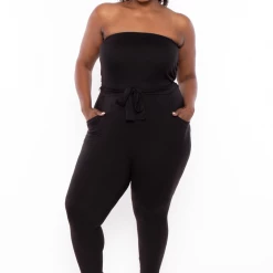 Curvy Sense Party Jumpsuilts Plus Size Dina Strapless Jumpsuit - Black
