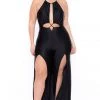 Curvy Sense Plus Size Elissa M-Slit Jumpsuit- Black