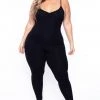 Curvy Sense New Arrivals Plus Size Essential Catsuit - Black