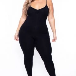 Curvy Sense New Arrivals Plus Size Essential Catsuit - Black