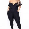 Curvy Sense Back In Stock Plus Size Frill Jumpsuit - Black