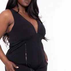 Curvy Sense Plus Size Giada M-Slit Jumpsuit- Black Party Jumpsuilts 9 Curvy Sense Plus Size Giada M-Slit Jumpsuit- Black Party Jumpsuilts