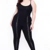 Curvy Sense Plus Size Grommet Lace Up Jumpsuit - Black Back In Stock