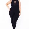 Curvy Sense Plus Size Jailah Destroyed Jumpsuit - Black