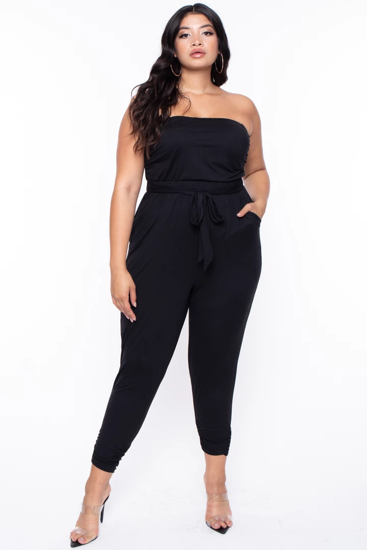 Curvy Sense Party Jumpsuilts Plus Size Lina Strapless Jumpsuit - Black 3 Curvy Sense Party Jumpsuilts Plus Size Lina Strapless Jumpsuit - Black