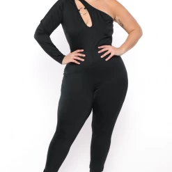 Curvy Sense Party Jumpsuilts Plus Size Malia Cut-Out Jumpsuit - Black