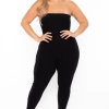 Curvy Sense Plus Size Mauri Strapless Catsuit - Black