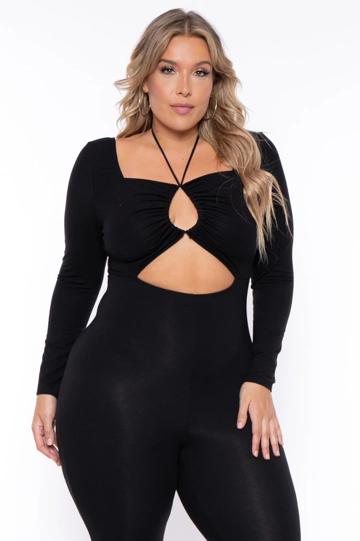 Curvy Sense Plus Size Selene Cutout Jumpsuit - Black New Arrivals 4 Curvy Sense Plus Size Selene Cutout Jumpsuit - Black New Arrivals
