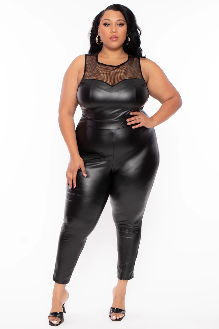 Curvy Sense Plus Size Taneesha Mesh Jumpsuit - Black 3 Curvy Sense Plus Size Taneesha Mesh Jumpsuit - Black