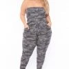Curvy Sense Plus Size Viviana Strapless Jumpsuit - Camo