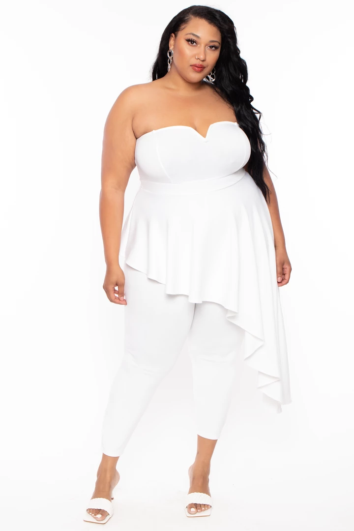 Curvy Sense Plus Size Kelsey Cascading Ruffle Jumpsuit - Ivory 3 Curvy Sense Plus Size Kelsey Cascading Ruffle Jumpsuit - Ivory