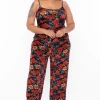 Curvy Sense Plus Size Floral Jumpsuit- Red Party Jumpsuilts