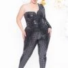 Curvy Sense Plus Size Mireya Shimmer Jumpsuit - Silver