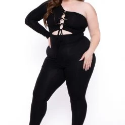 Curvy Sense Plus Size Aaliyah Cut Out Jumpsuit - Black