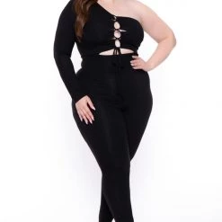 Curvy Sense Plus Size Aaliyah Cut Out Jumpsuit - Black