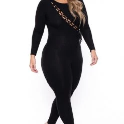 Curvy Sense New Arrivals Plus Size Allegra Cut Out Jumpsuit - Black