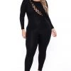 Curvy Sense New Arrivals Plus Size Allegra Cut Out Jumpsuit - Black