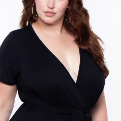 Curvy Sense Plus Size Alondra Cross Front Jumpsuit - Black Party Jumpsuilts