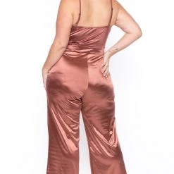 Curvy Sense Plus Size Amarilla Ruffle Jumpsuit - Copper Party Jumpsuilts