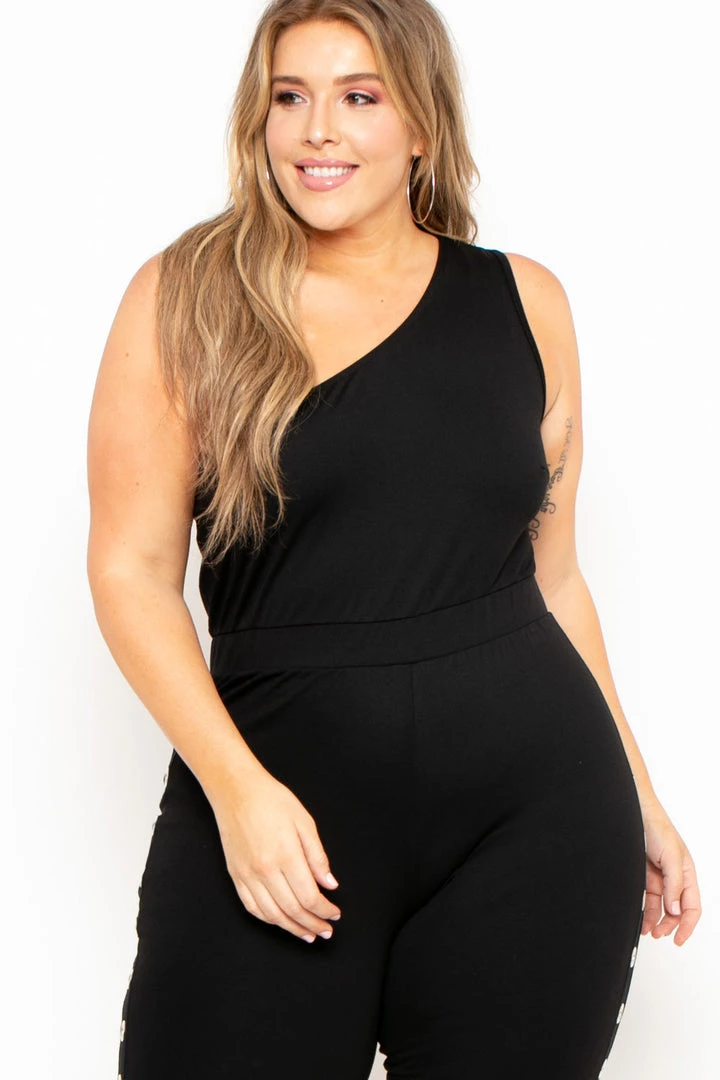 Curvy Sense Party Jumpsuilts Plus Size Amberlyn Grommet Jumpsuit - Black 4 Curvy Sense Party Jumpsuilts Plus Size Amberlyn Grommet Jumpsuit - Black