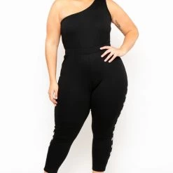 Curvy Sense Party Jumpsuilts Plus Size Amberlyn Grommet Jumpsuit - Black 11 Curvy Sense Party Jumpsuilts Plus Size Amberlyn Grommet Jumpsuit - Black