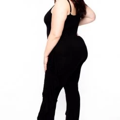 Curvy Sense Plus Size Andrea Ruffled Jumpsuit - Black