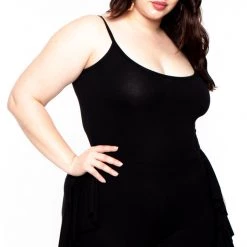 Curvy Sense Plus Size Andrea Ruffled Jumpsuit - Black