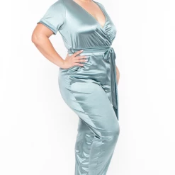 Curvy Sense Party Shop Plus Size Ariel Jumpsuit - Aqua