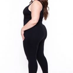 Curvy Sense Plus Size Bond Girl Jumpsuit- Black Back In Stock