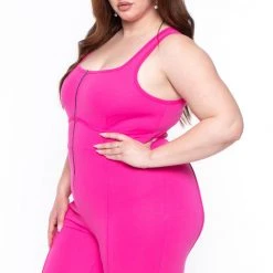 Curvy Sense Plus Size Bond Girl Jumpsuit- Fuchsia Party Jumpsuilts 9 Curvy Sense Plus Size Bond Girl Jumpsuit- Fuchsia Party Jumpsuilts