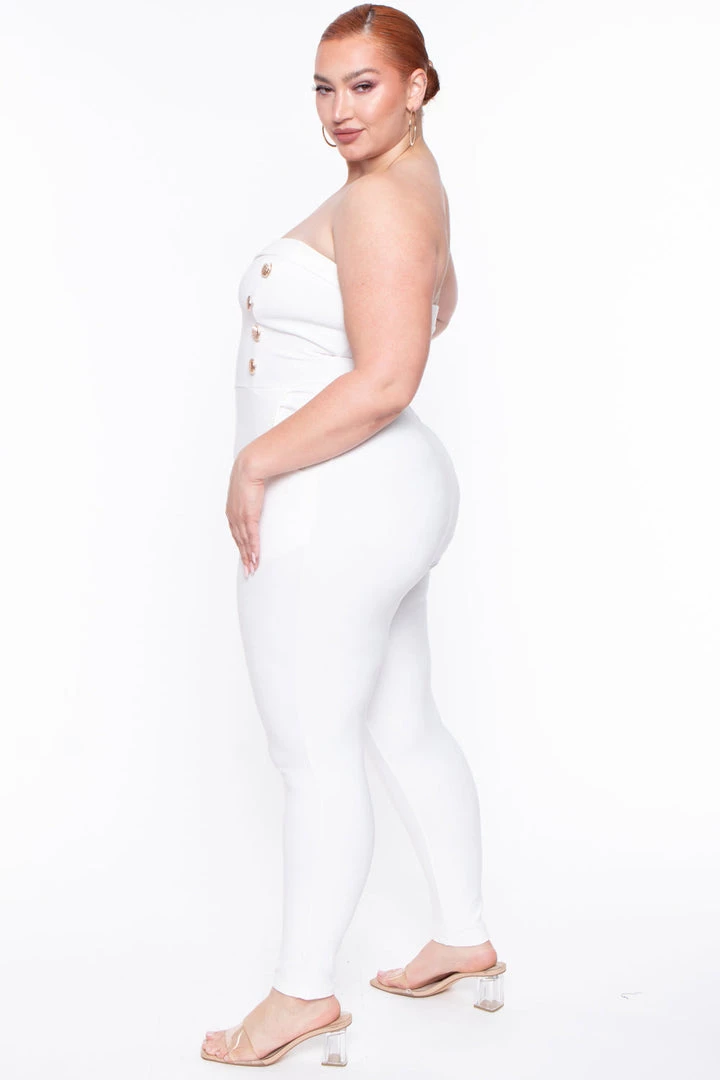 Curvy Sense Party Jumpsuilts Plus Size Button Front Jumpsuit - Ivory 7 Curvy Sense Party Jumpsuilts Plus Size Button Front Jumpsuit - Ivory