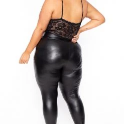 Curvy Sense Plus Size Cami Lace Top Jumpsuit - Black